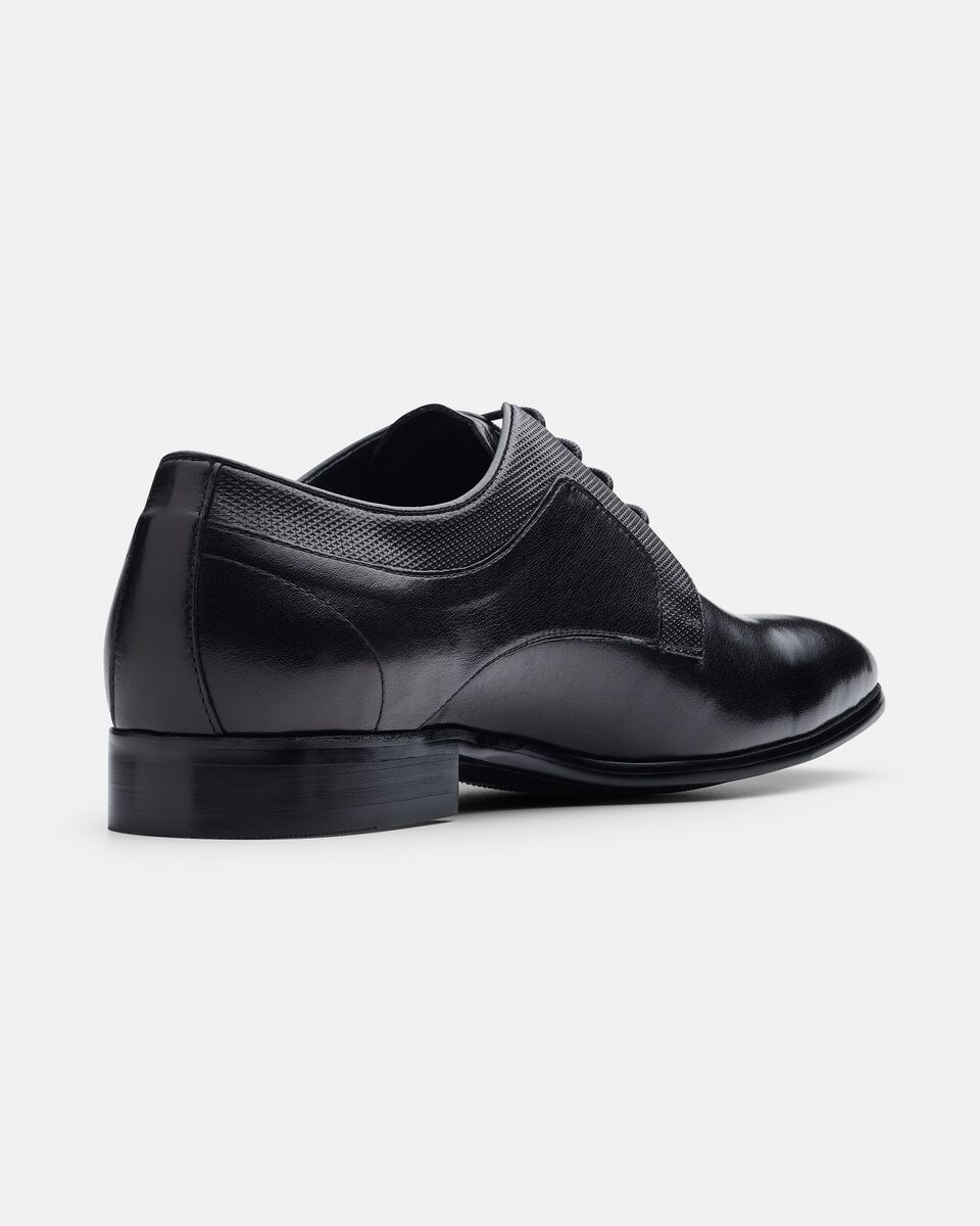 Mens Black Leather Derby Dress Shoe